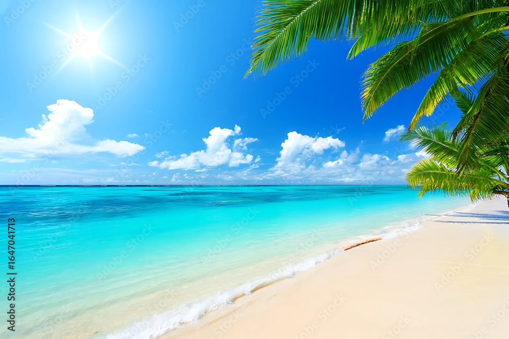 Fototapeta premium tropical beach with palm trees