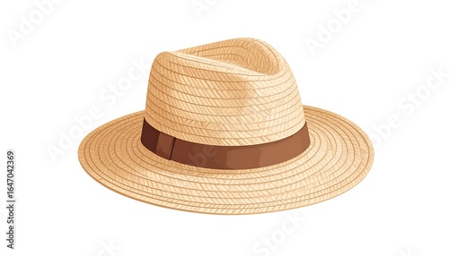 Beige straw fedora hat (1)