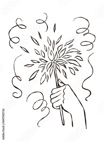 Serpentine and Hand holding burning sparkler