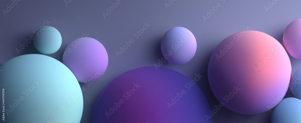 Abstract gradient spheres on a purple background showcasing modern design aesthetics Abstract gradient spheres on a purple background showcasing modern design aesthetics