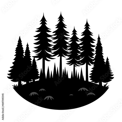 Forest Whisper vector clean black silhouette design white background