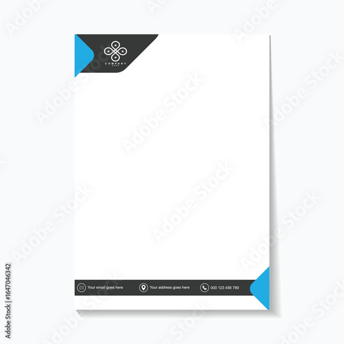 Professional business letterhead with modern design and placeholder text