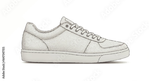 Light Grey Suede Platform Sneaker with Lace-Up Closure, Side View Illustration