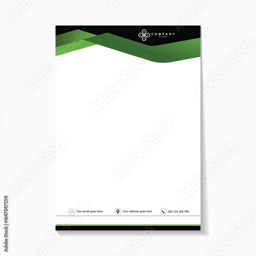 Professional business letterhead template with placeholder text and modern design elements