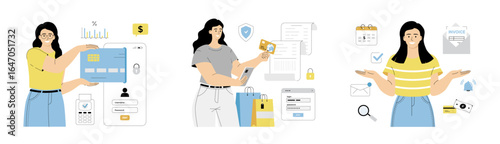 Secure mobile payments service. Online payment protection, smart secure shopping. Flat vector illustration isolated on white background.	
