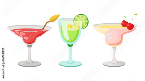 Delicious cocktail drinks for party celebration special occasion and summer vacation beverage illustration