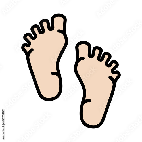 Human footprints color icon. Human body parts concept. Vector isolated illustration on white background.