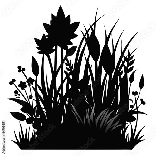 Wild Thicket vector clean black silhouette design white background