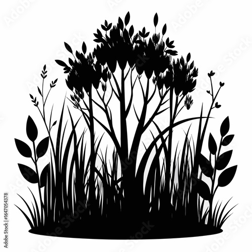 Wild Thicket vector clean black silhouette design white background
