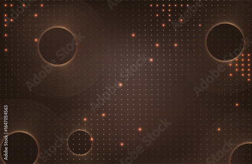 Premium background design with mocha mousse line pattern (texture) in luxury pastel color. Abstract horizontal vector template for business banner.dark brown background with golden brown circles. 