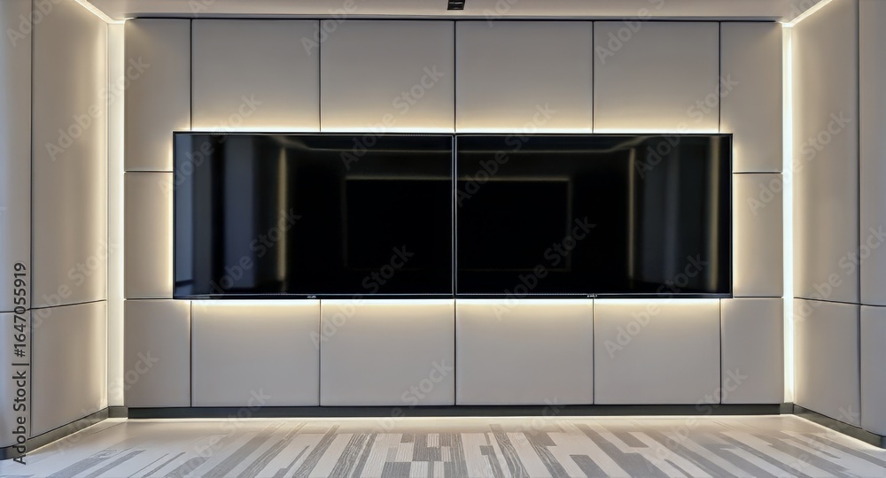 Fototapeta premium Modern Entertainment Sleek TV Installation in a Contemporary Interior