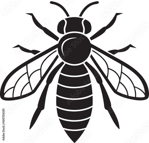 Stylized Black and White Bee Illustration