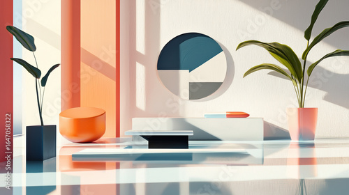 Minimalist style with clean lines, smooth surfaces, high contrast, sharp focus, simple composition, and abstract forms in a spacious, balanced design. 