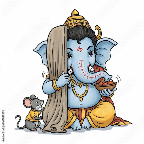 A Cute and Shy Ganesha Hidi...