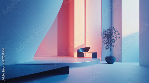 Minimalist style with clean lines, smooth surfaces, high contrast, sharp focus, simple composition, and abstract forms in a spacious, balanced design. 