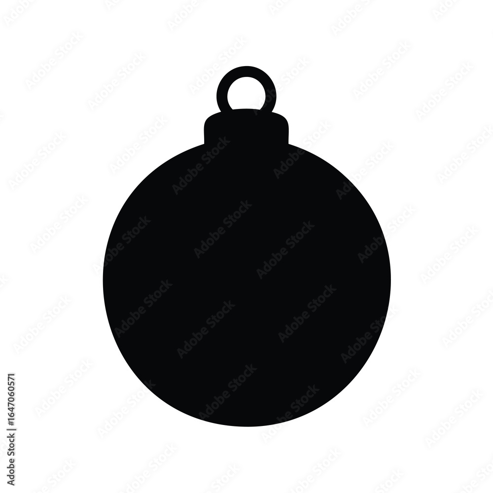 A single black Christmas tree ornament silhouetted against a white background A single black Christmas tree ornament silhouetted against a white background