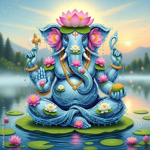 A Divine Blue Ganesha Medit...