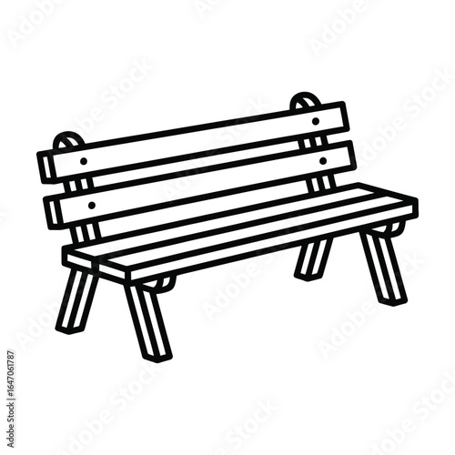 Sitting Park bench line art silhouette vector illustration