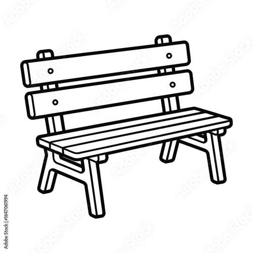 Sitting Park bench line art silhouette vector illustration