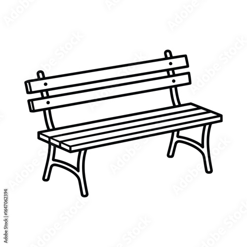 Sitting Park bench line art silhouette vector illustration