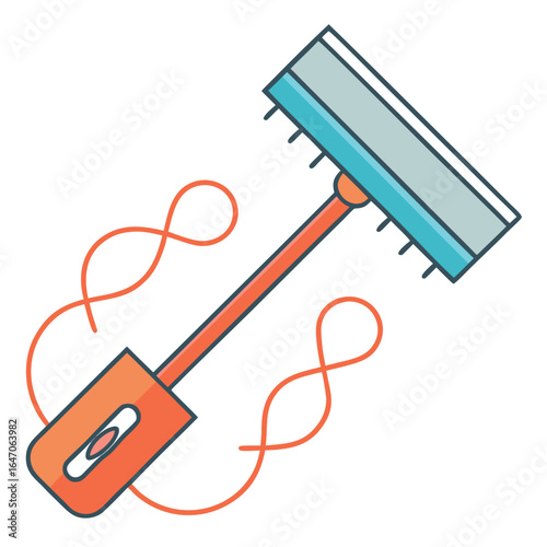 Illustration of a cleaning tool with a rubber blade and bristles, isolated on white background