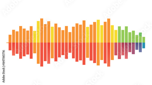 Photo of colorful sound wave equalizer isolated on white background