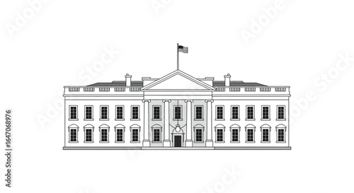 The White House Illustration Iconic Symbol of American Government and History