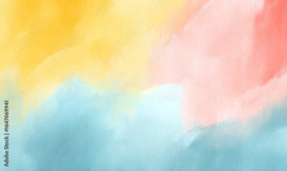 Fototapeta premium FONDO MINIMALISTA ACUARELA: AMARILLO, ROSA Y AZUL CELESTE
