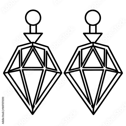 Ruby Stud Earrings line art vector