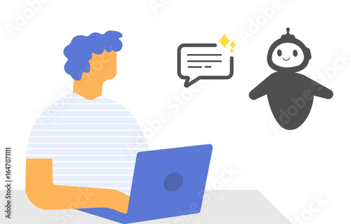 Artificial intelligence chat bot help illustration