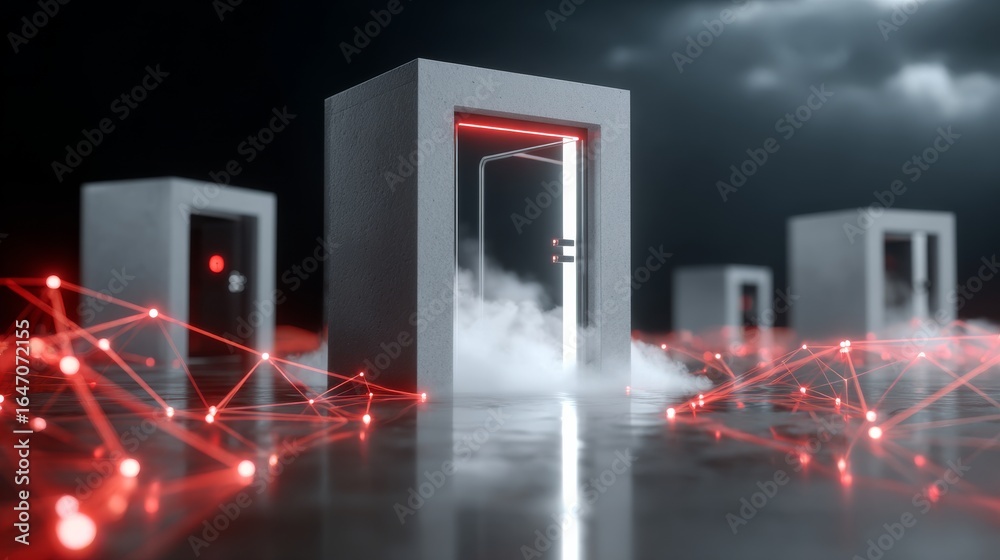 Naklejka premium Establishing a virtual tunnel for secured ai communication with li exploring advanced cybersecurity solutions in digital environments
