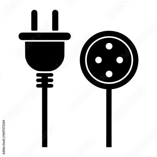 Black electrical plug and socket on white background electrical socket power connector