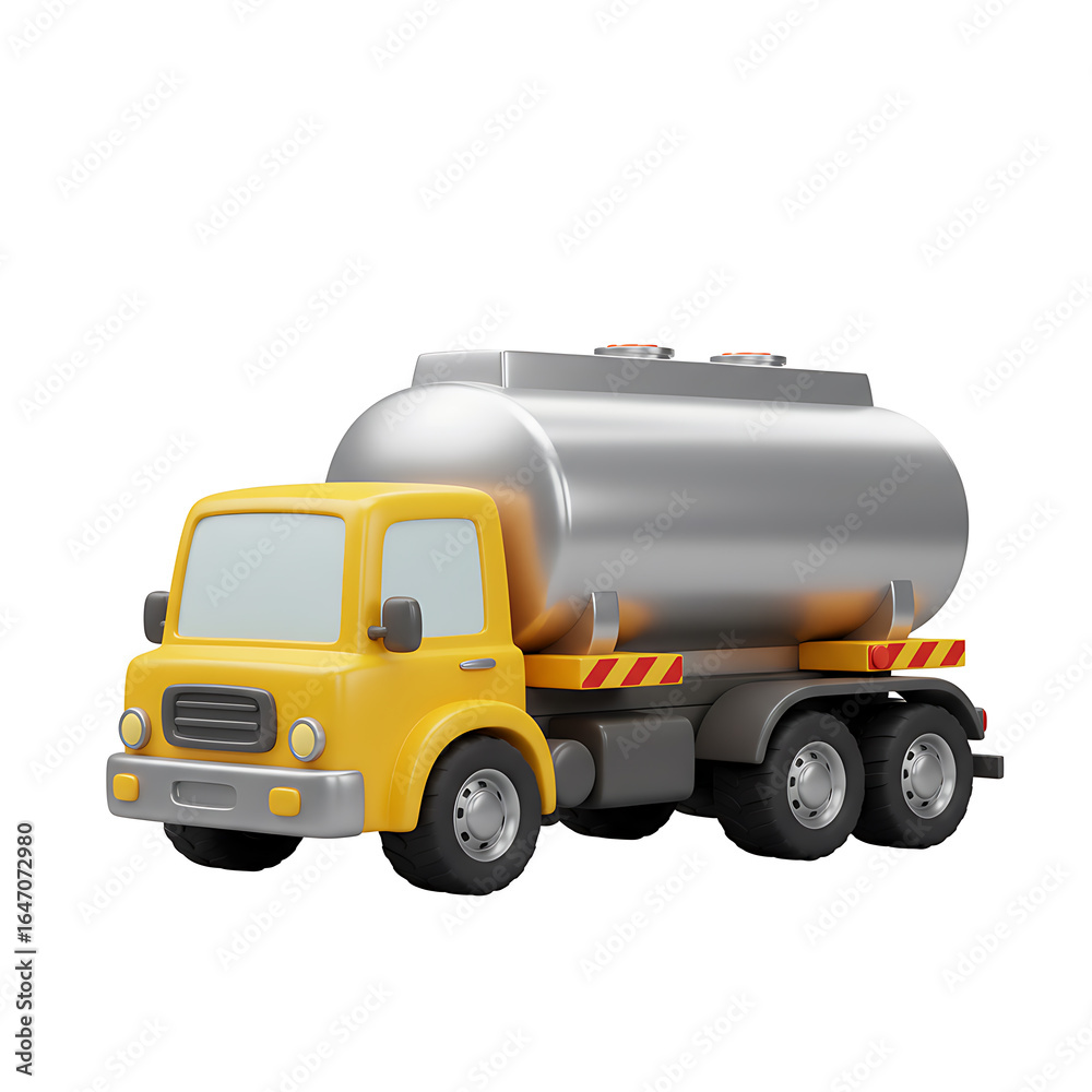 Fototapeta premium 3D Yellow Fuel Tanker Truck Icon for Oil Transportation