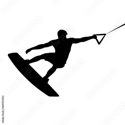 Silhouette of a wakeboarder performing a trick wakeboarding water sports
