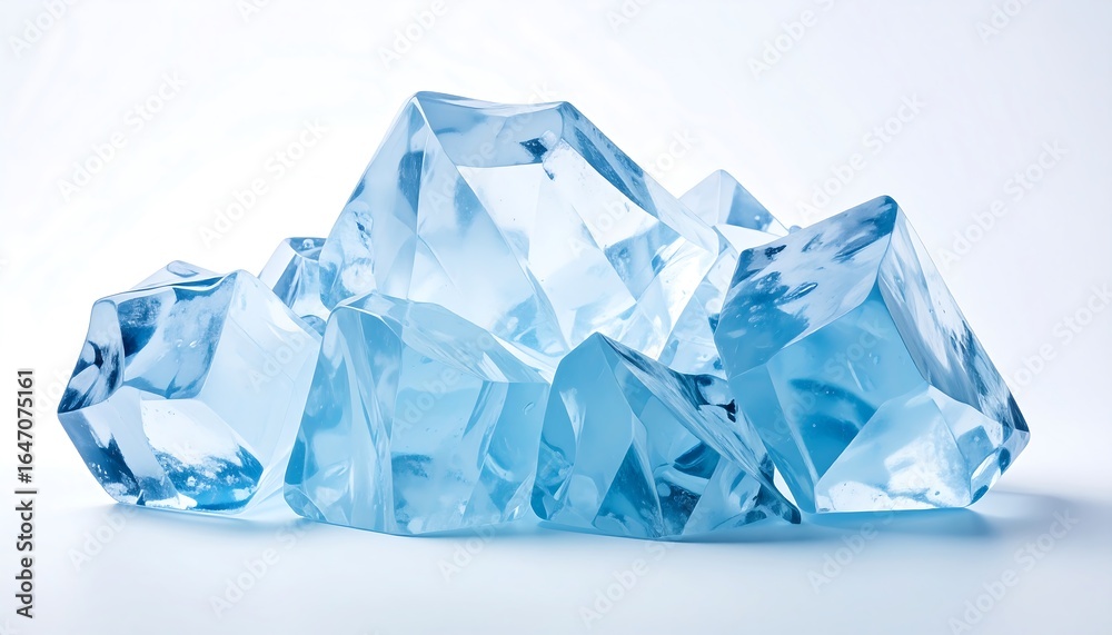 Fototapeta premium Ice Cubes with White Background.