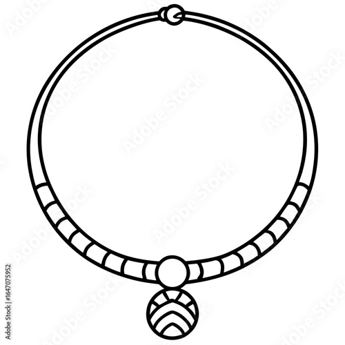 Choker Torque Necklace line art vector