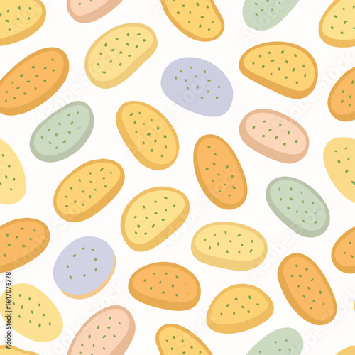 Colorful Flatbread Pattern Delicious Baked Goods Design.