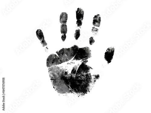 Grungy handprint on black background abstract art, Isolated On White Background, Png Transparent