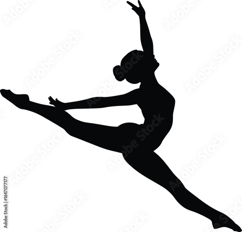 silhouette of a ballet dancer Jumping Pose.