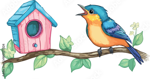 Bird house on a branch