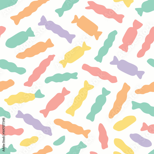 Colorful pastel candy seamless pattern background.