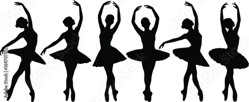  Vector silhouette of a Elegant woman Ballet Dancers.
