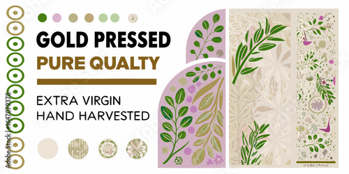 Gold pressed pure quality extra virgin hand harvested olive oil label