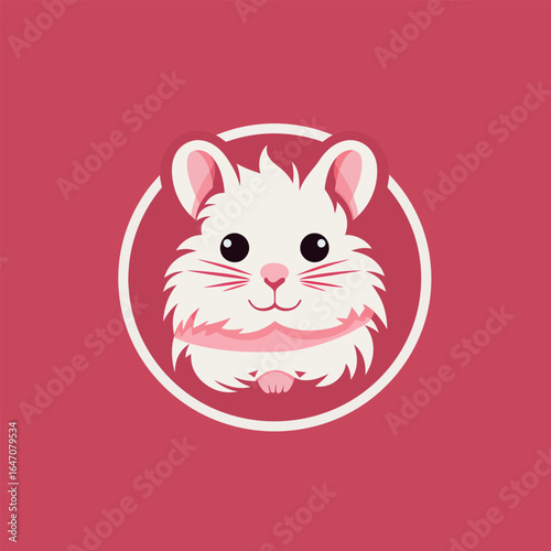 A white mouse is standing on a bright red background. The mouse appears alert and curious, with its ears perked up. The contrast between the white fur and the vibrant red color creates a striking visu