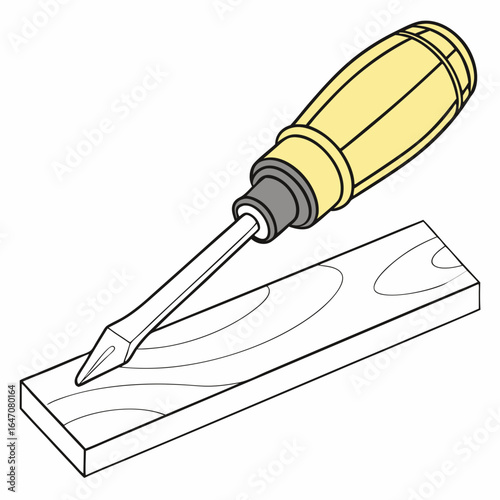 Flathead screwdriver on wood isolated on white background is a versatile tool for various tasks
