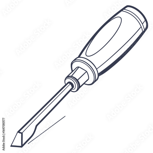 Flathead screwdriver isolated on white background is a versatile tool for various tasks