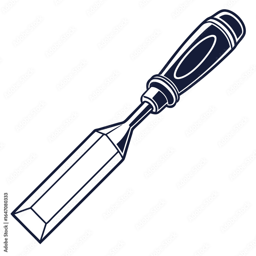 Fototapeta premium Illustration of a chisel, a hand tool used for woodworking, carpentry, and construction isolated on white background