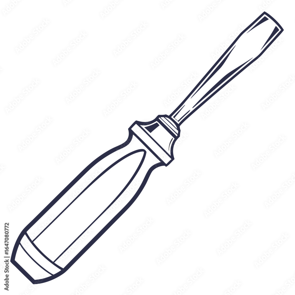 Fototapeta premium Illustration of a screwdriver, a hand tool for turning screws, isolated on white background