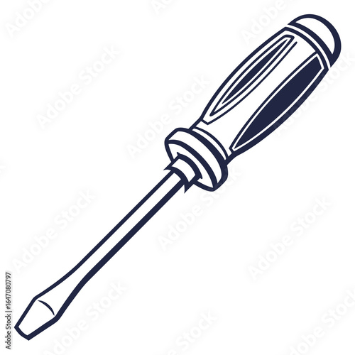 Illustration of a screwdriver, a hand tool used for repair, construction, and hardware isolated on white background