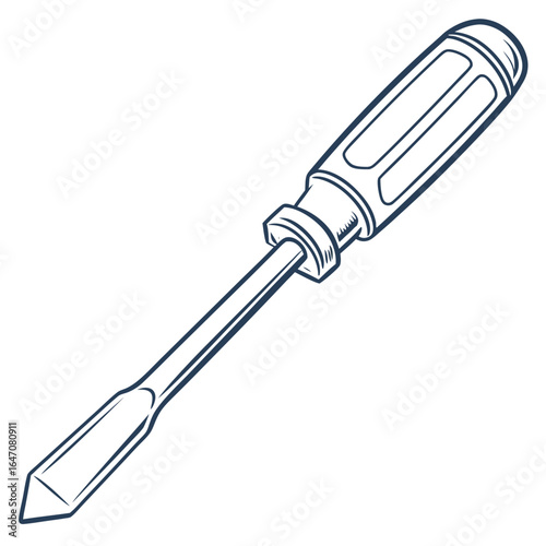Screwdriver tool isolated on white background for repair, construction and hardware work in industry